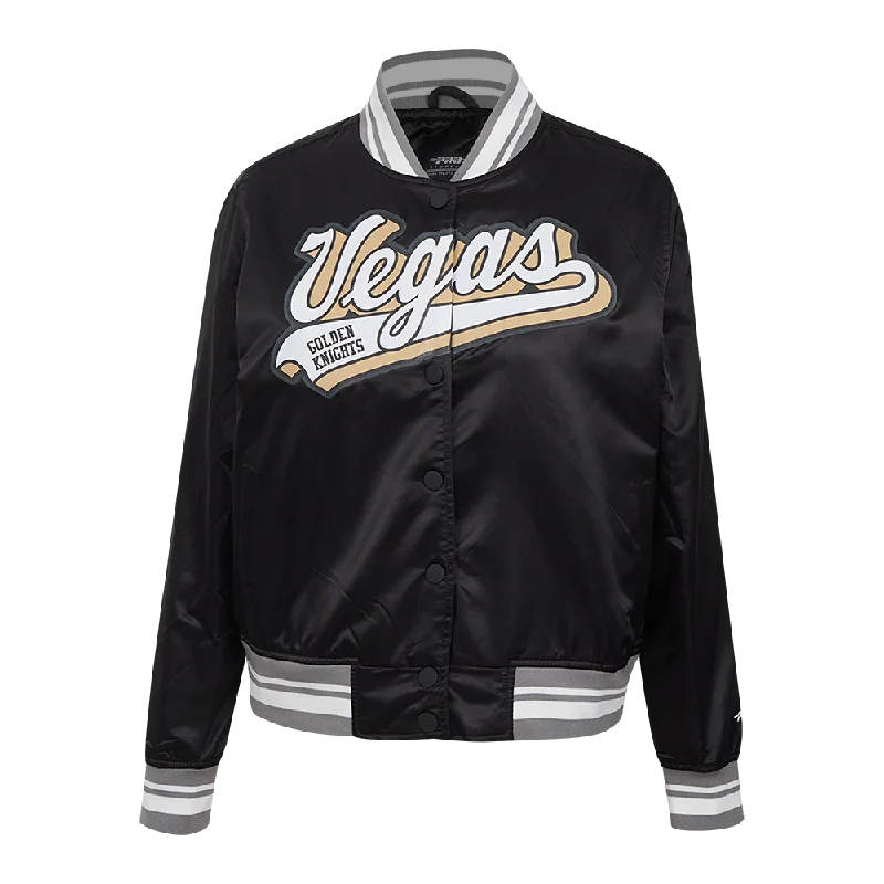 Winter JacketsNHL VEGAS GOLDEN KNIGHTS SCRIPT TAIL WOMEN'S SATIN JACKET (BLACK/GRAY)