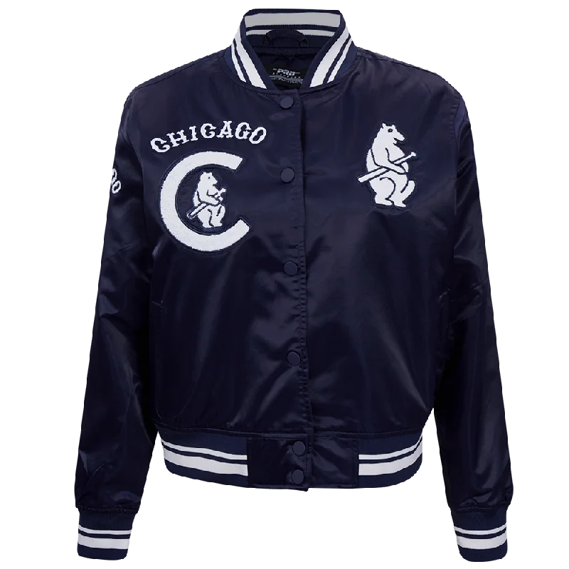 Wool JacketsMLB CHICAGO CUBS RETRO CLASSIC WOMEN'S RIB SATIN JACKET (MIDNIGHT NAVY)