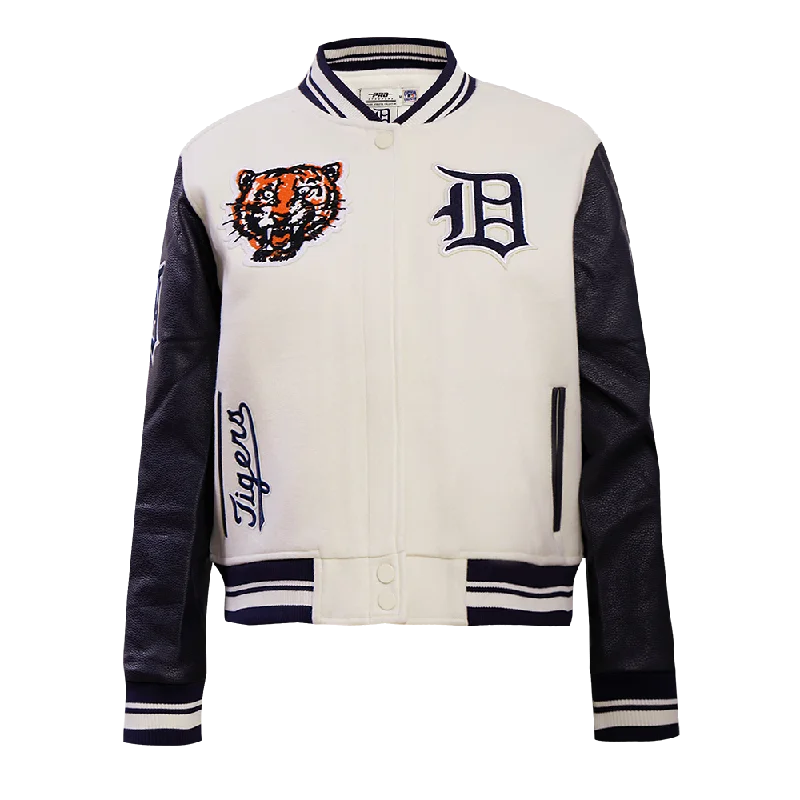 Designer JacketsMLB DETROIT TIGERS RETRO CLASSIC WOMEN'S RIB WOOL VARSITY JACKET (EGGSHELL/MIDNIGHT NAVY)