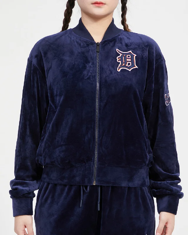 Field JacketsMLB DETROIT TIGERS CLASSIC WOMEN'S VELOUR FZ TRACK JACKET (MIDNIGHT NAVY)