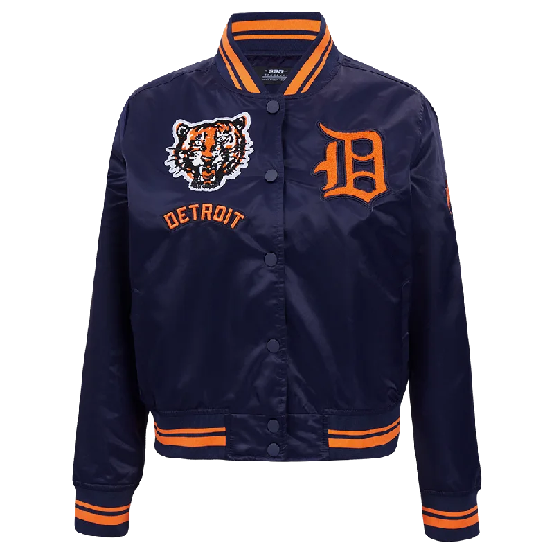 Track JacketsMLB DETROIT TIGERS RETRO CLASSIC WOMEN'S RIB SATIN JACKET (MIDNIGHT NAVY/ORANGE/ MIDNIGHT)