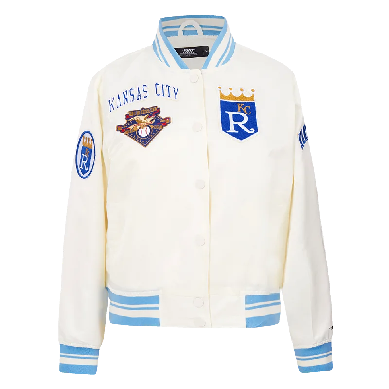 Fishing JacketsMLB KANSAS CITY ROYALS RETRO CLASSIC WOMEN'S RIB SATIN JACKET (EGGSHELL/ UNIVERSITY BLUE)