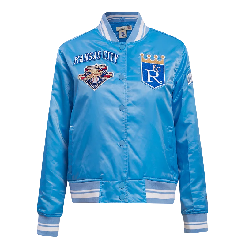 Metallic JacketsMLB KANSAS CITY ROYALS RETRO CLASSIC WOMEN'S RIB SATIN JACKET (UNIVERSITY BLUE)