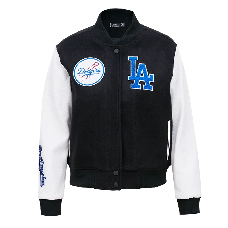 Ribbed Cuff JacketsMLB LOS ANGELES DODGERS CLASSIC WOOL WOMEN'S VARSITY JACKET (BLACK/WHITE)