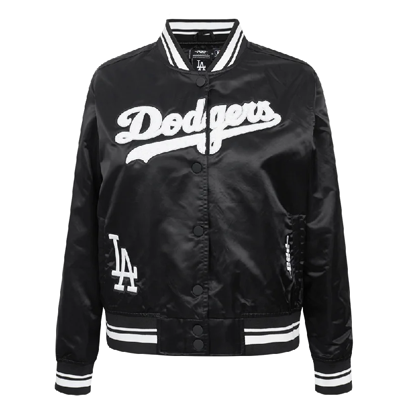 Travel JacketsMLB LOS ANGELES DODGERS PEARLS WOMEN'S RIB SATIN JACKET (BLACK)