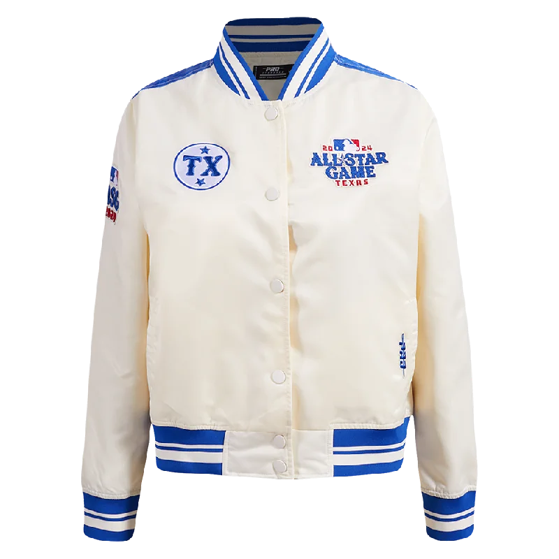 Embellished JacketsMLB ALL STAR 2024 WOMEN'S RIB SUBLIMATED SATIN JACKET (EGGSHELL/ ROYAL BLUE)