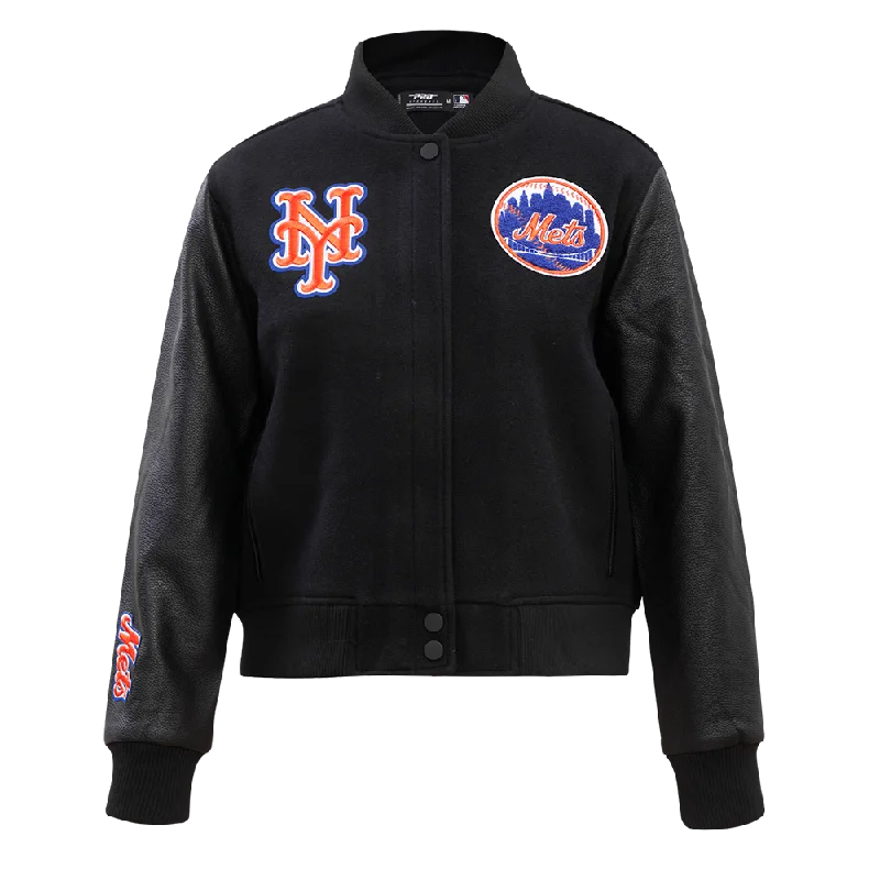 Beaded JacketsMLB NEW YORK METS CLASSIC WOOL WOMEN'S VARSITY JACKET (JET BLACK)