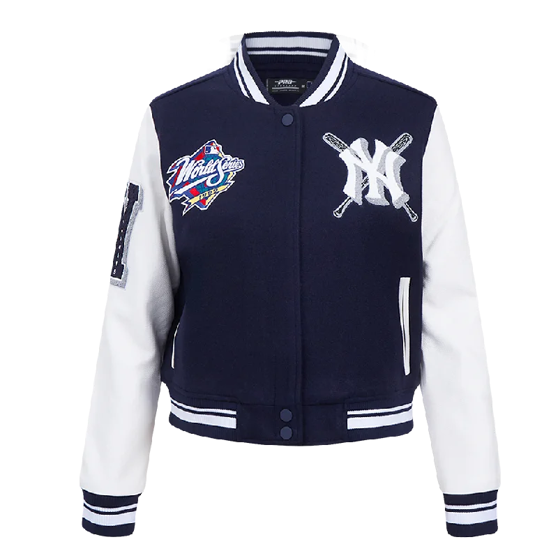 Fleece JacketsMLB NEW YORK YANKEES MASHUP WOMEN'S RIB WOOL VARSITY JACKET (MIDNIGHT NAVY/WHITE)