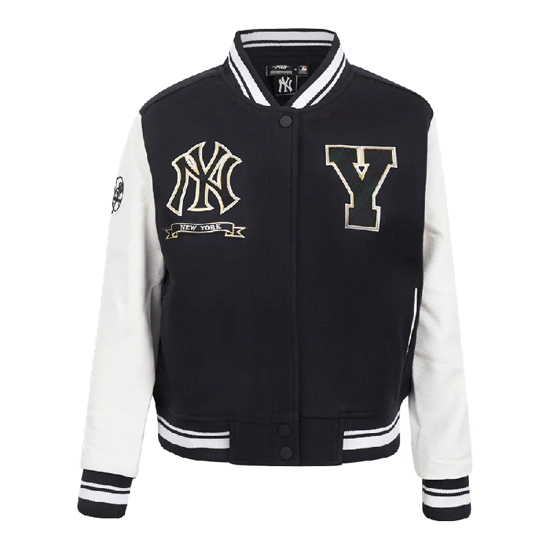 Faux Leather JacketsMLB NEW YORK YANKEES PRO PREP WOMEN'S RIB WOOL VARSITY JACKET (MIDNIGHT NAVY/WHITE)