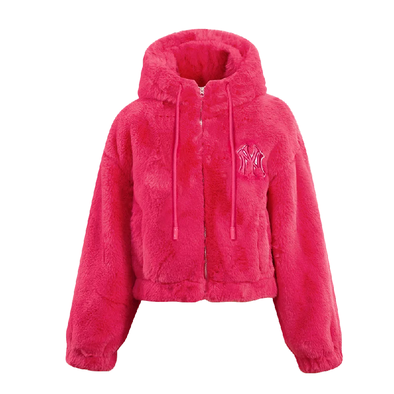 Tasseled JacketsMLB NEW YORK YANKEES PINK CLOUD WOMEN'S  FAUX FUR JACKET (BEETROOT PURPLE)