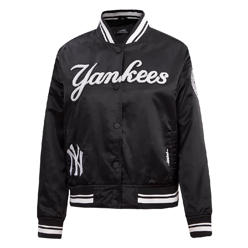 Artist JacketsMLB NEW YORK YANKEES PEARLS WOMEN'S RIB SATIN JACKET (BLACK)