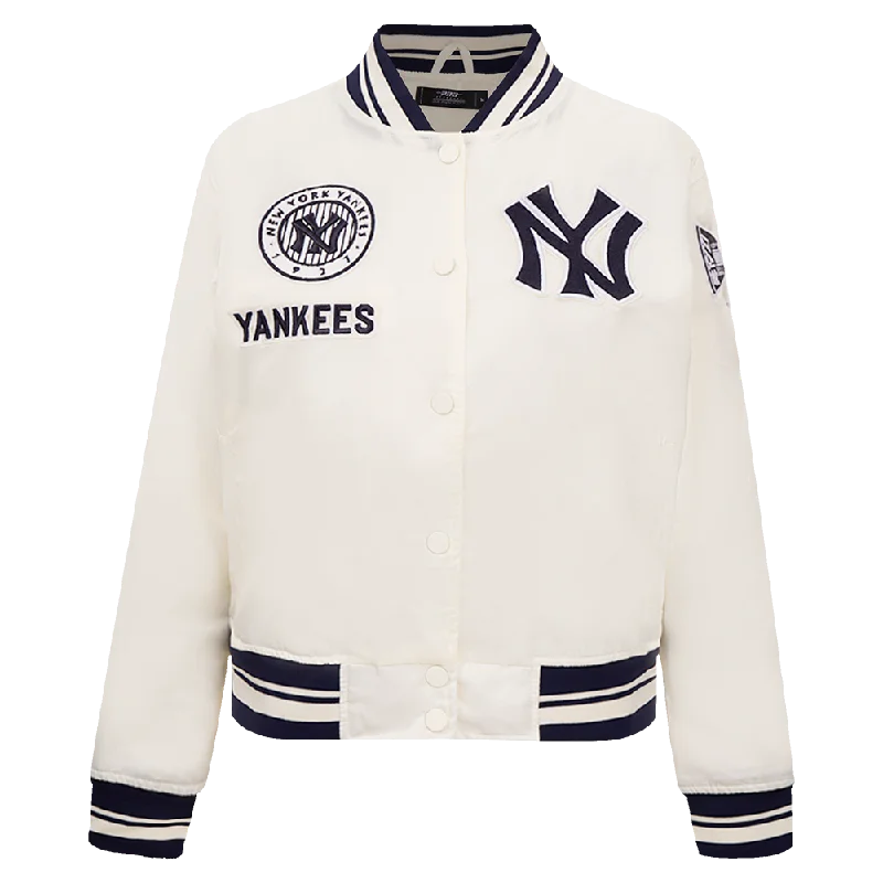 Corduroy JacketsMLB NEW YORK YANKEES RETRO CLASSIC WOMEN'S RIB SATIN JACKET (EGGSHELL/ MIDNIGHT NAVY)