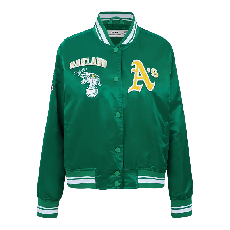 Camping JacketsMLB OAKLAND ATHLETICS RETRO CLASSIC WOMEN'S RIB SATIN JACKET (KELLY GREEN)