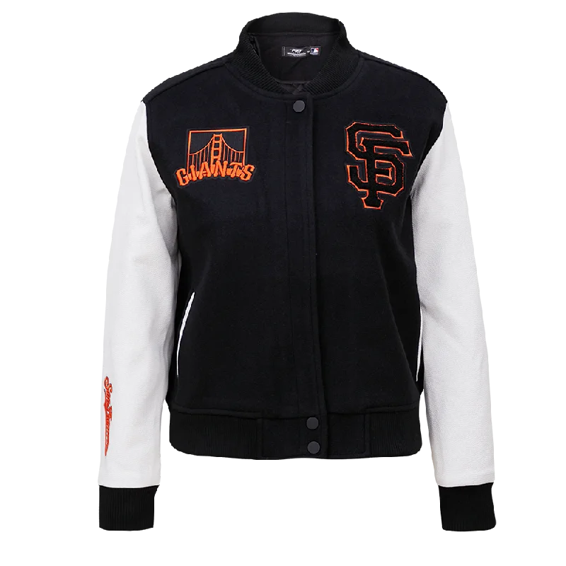 Fleece JacketsMLB SAN FRANCISCO GIANTS CLASSIC WOOL WOMEN'S VARSITY JACKET (BLACK/WHITE)