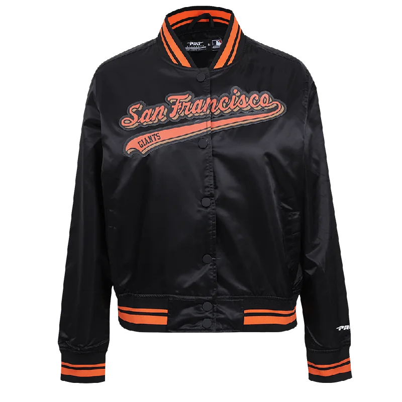 Insulated JacketsMLB SAN FRANCISCO GIANTS SCRIPT TAIL WOMEN'S SATIN JACKET (BLACK/ORANGE)