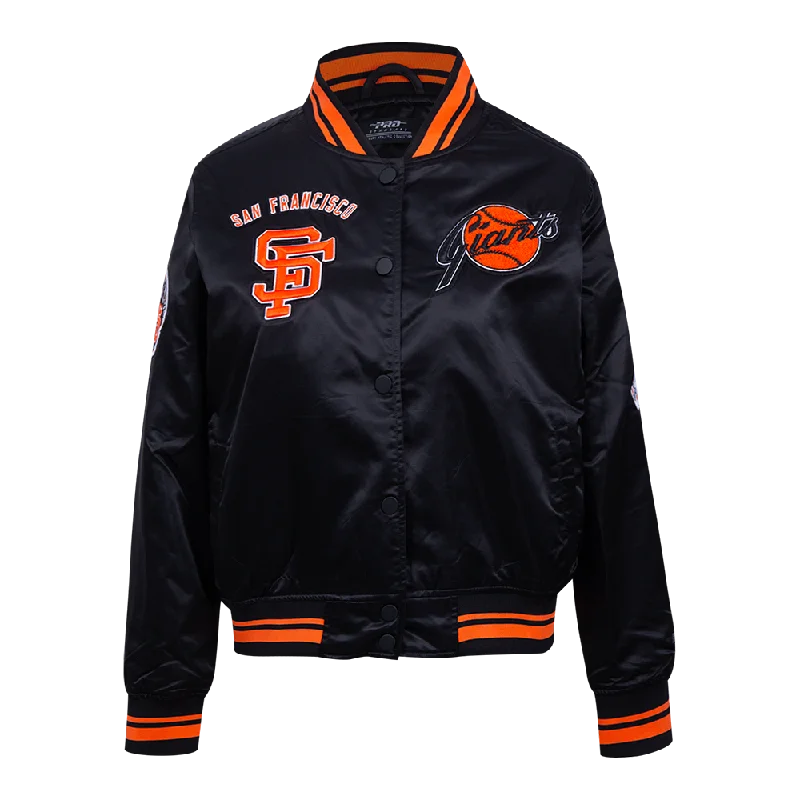 Winter JacketsMLB SAN FRANCISCO GIANTS RETRO CLASSIC WOMEN'S RIB SATIN JACKET (BLACK/ORANGE)