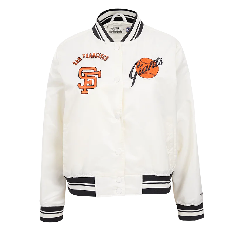 Insulated JacketsMLB SAN FRANCISCO GIANTS RETRO CLASSIC WOMEN'S RIB SATIN JACKET (EGGSHELL/ BLACK)