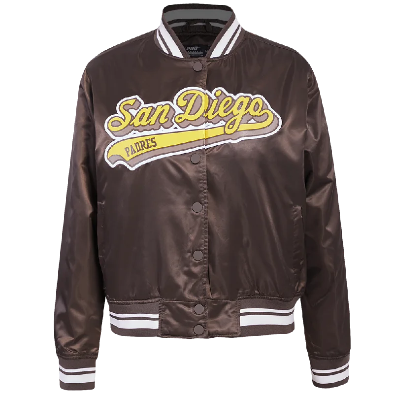 Pocketed JacketsMLB SAN DIEGO PADRES SCRIPT TAIL WOMEN'S SATIN JACKET (BROWN)