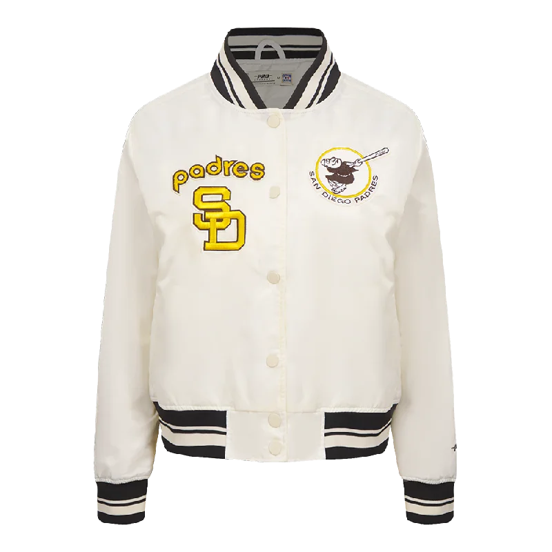 Cashmere JacketsMLB SAN DIEGO PADRES RETRO CLASSIC WOMEN'S RIB SATIN JACKET (EGGSHELL/ BLACK)