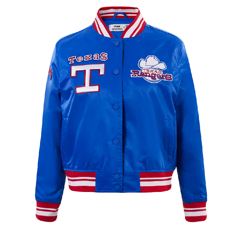 Cultural JacketsMLB TEXAS RANGERS RETRO CLASSIC WOMEN'S RIB SATIN JACKET (ROYAL BLUE/RED)