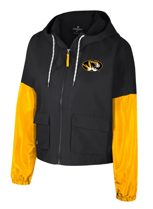 Thermal JacketsMizzou Tigers Colosseum Juniors Rafi Tiger Head Full Zip Black and Gold Jacket