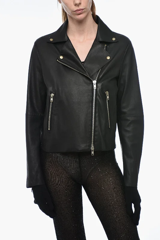 Sheer JacketsS.W.O.R.D 6644 Leather IMPACT Biker Jacket with Zipped Pockets