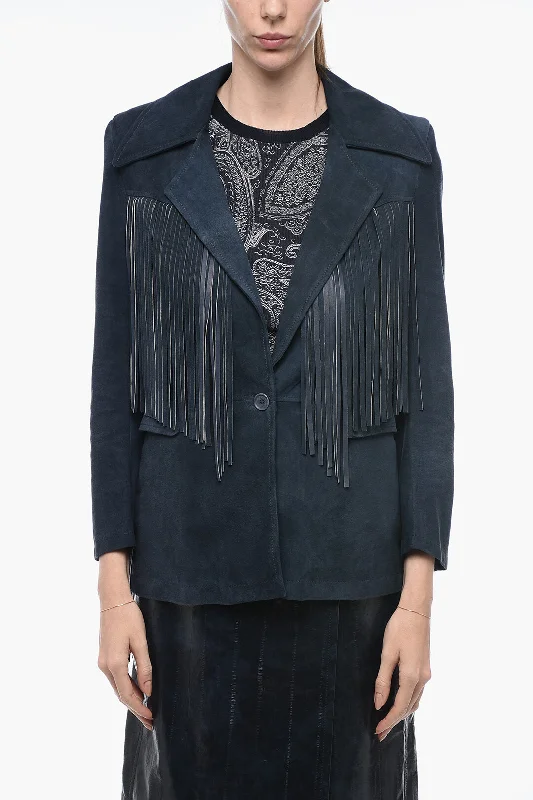 Denim JacketsSalvatore Santoro Fringed Detail Suede Jacket