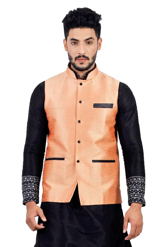 Fringed JacketsSaris and Things Salmon Nehru Jacket for Men