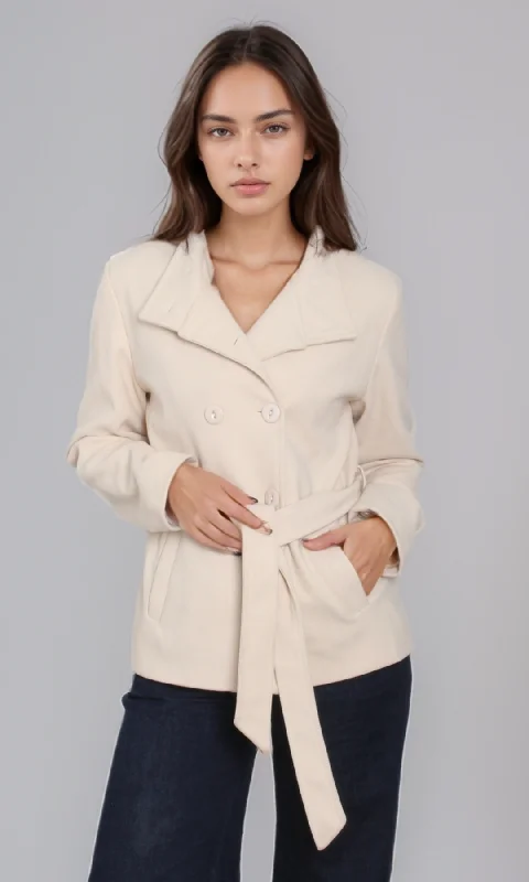 Limited Edition JacketsWomen Stand Collar Jacket (Off White)