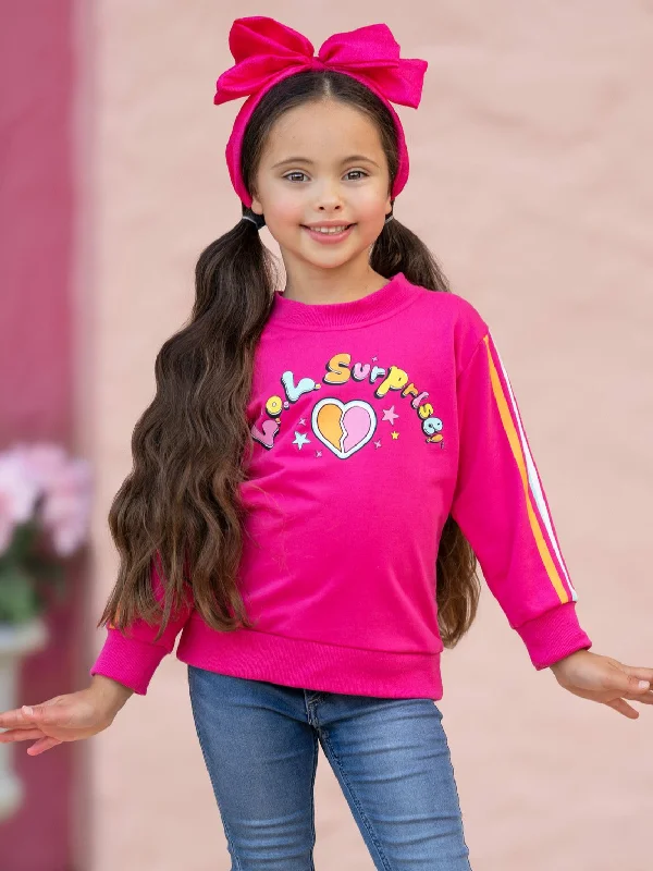 Cotton Knit TopsL.O.L. SURPRISE! Pink Rainbow Stripe Sweatshirt