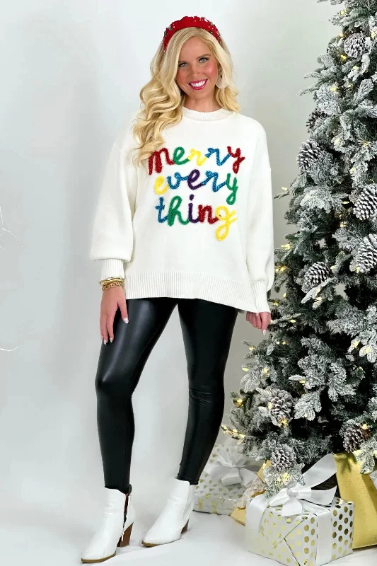 Camping Knit TopsOff White Merry Everything Ultra Soft Sweater