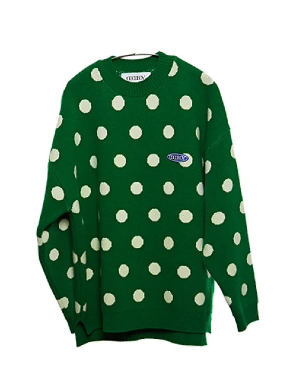 Hooded Knit TopsBig Logo Dots Sweater [ship immediately!]