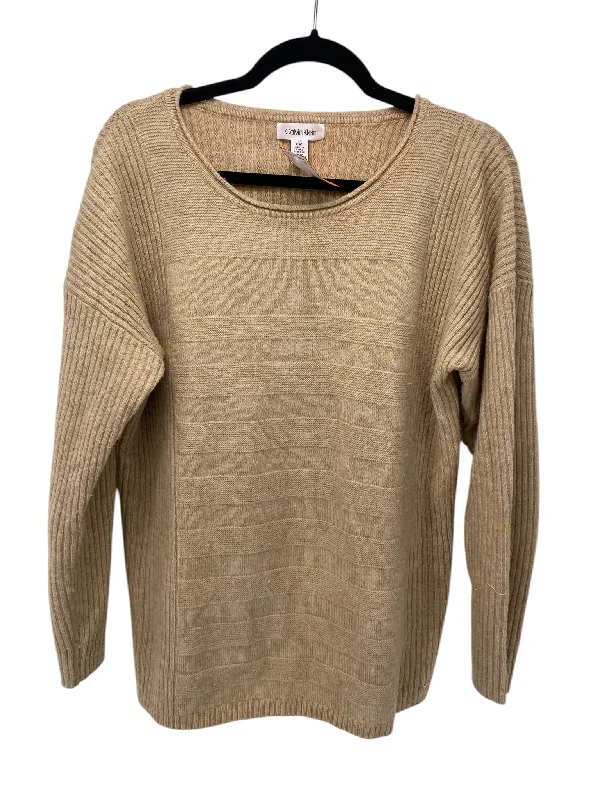 Cotton Knit TopsCalvin Klein Misses Size Large Beige Sweater