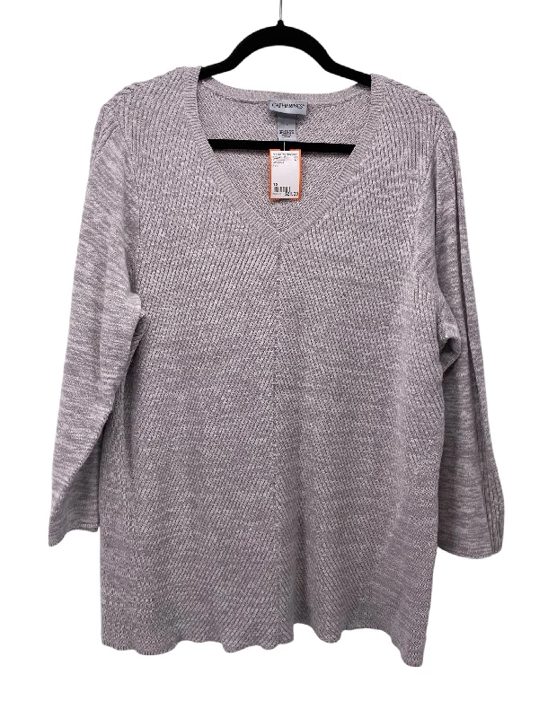 Crewneck Knit TopsCatherines Women Size 1X Grey CD Sweater