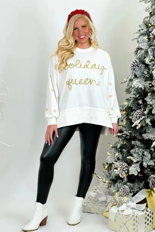 Logo Knit TopsWhite Holiday Queen Sweater