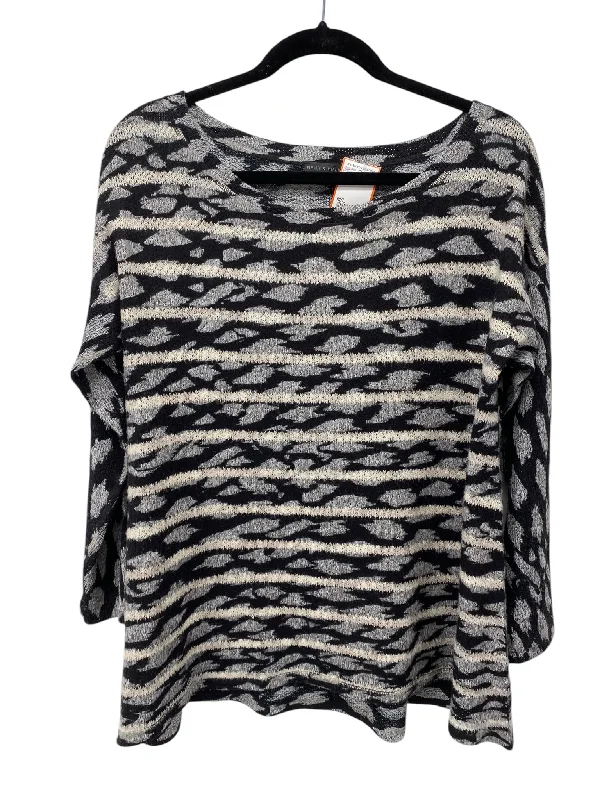 Ribbed Knit TopsNally & Millie Misses Size M/L Grey Print Sweater