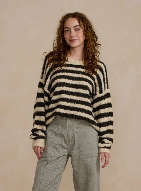 Fleece Knit TopsThe Aspen Sweater by Rylee + Cru - Fuzzy Stripe