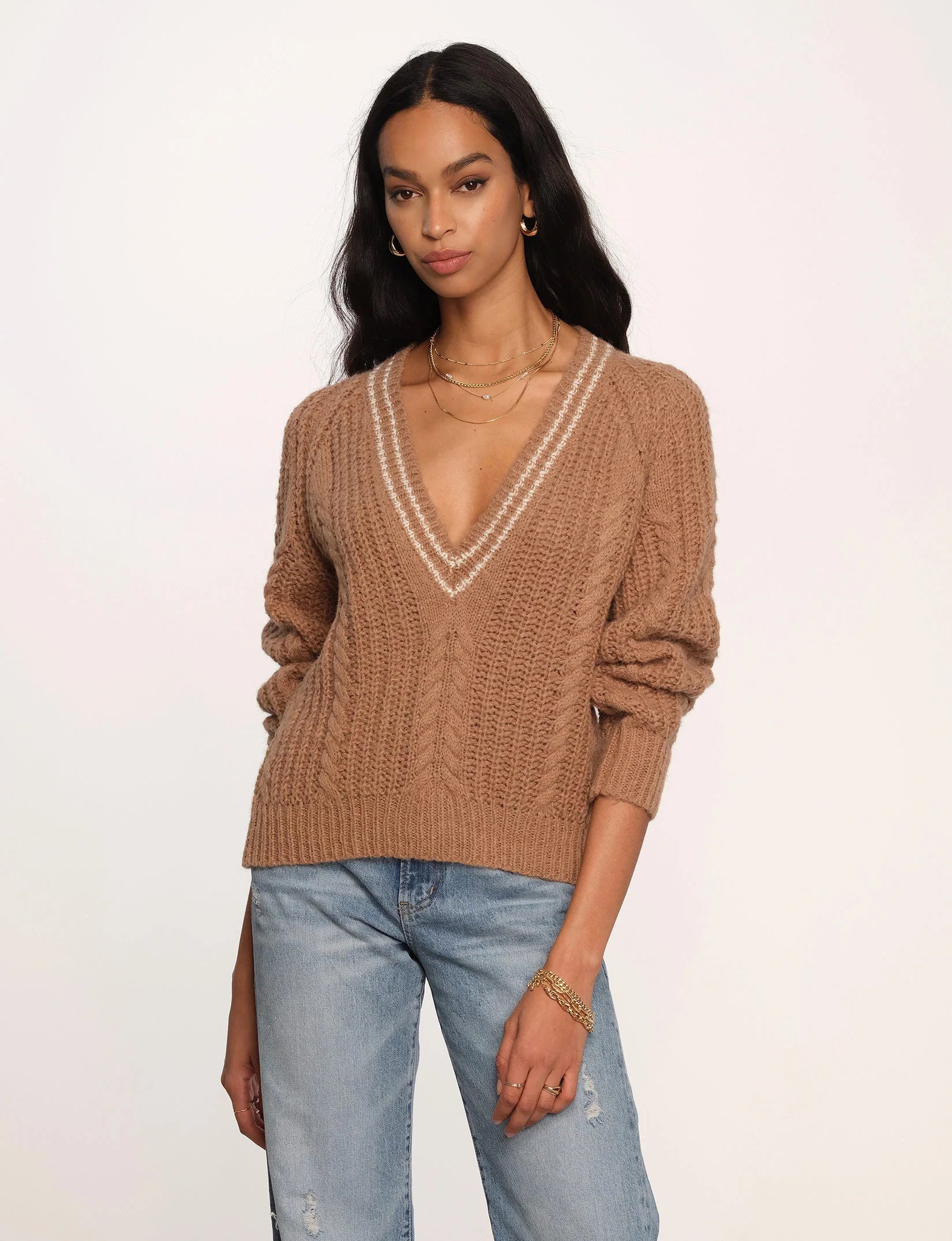 Cashmere Knit TopsThe Felicia Sweater by Heartloom - Taupe