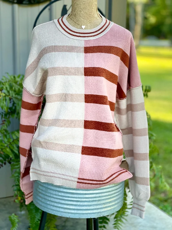 Summer Knit TopsAvery Color Block Striped Sweater