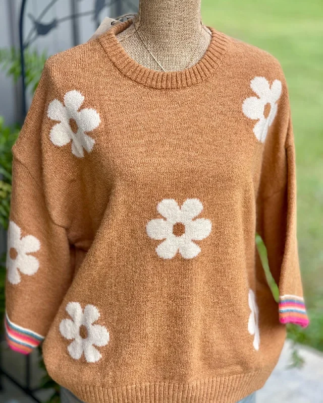 Lounge Knit TopsBoho Flower Sweater