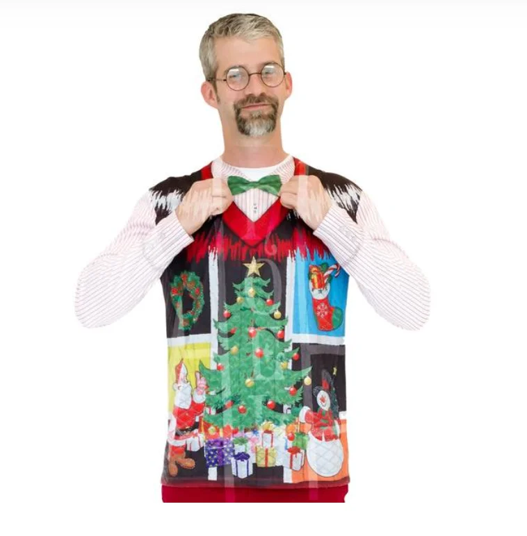 Boat Neck Knit TopsNoel Christmas Sweater with Bow Tie