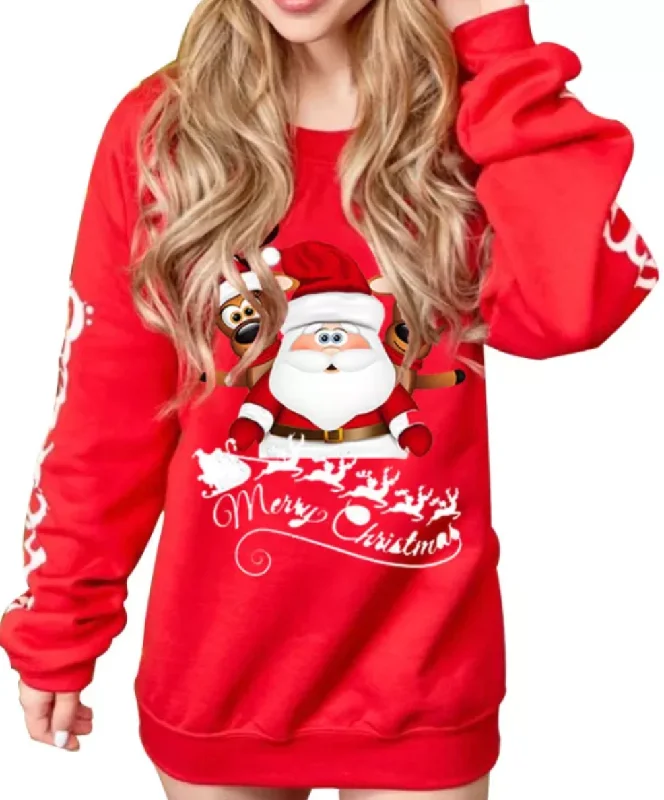 Cropped Knit TopsRed Christmas Santa Claus Sweater