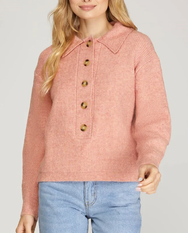 Collaborative Knit TopsButton Down Sweater with Collar