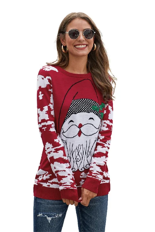 Fitted Knit TopsSanta in the Snow Knitted Ugly Christmas Sweater